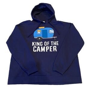 Port & Company Men's Blue Hoodie - King of the Camper. Size XL.